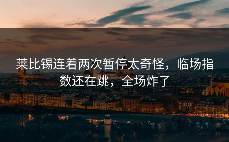 莱比锡连着两次暂停太奇怪，临场指数还在跳，全场炸了